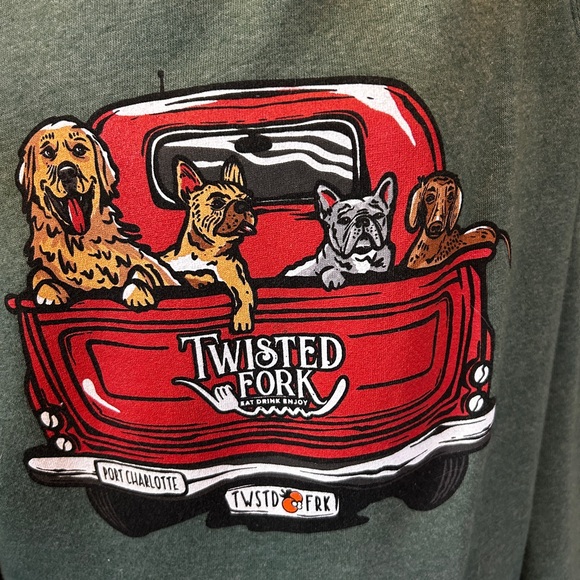Twisted Fork Dogs in Red Truck Sweatshirt - Red and Green - Picture 2 of 6